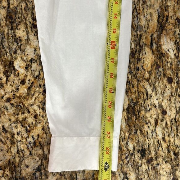 J. Jill Stretch White Cotton Pleated Front Long Sleeve Button Down Shirt Size L - Picture 10 of 10